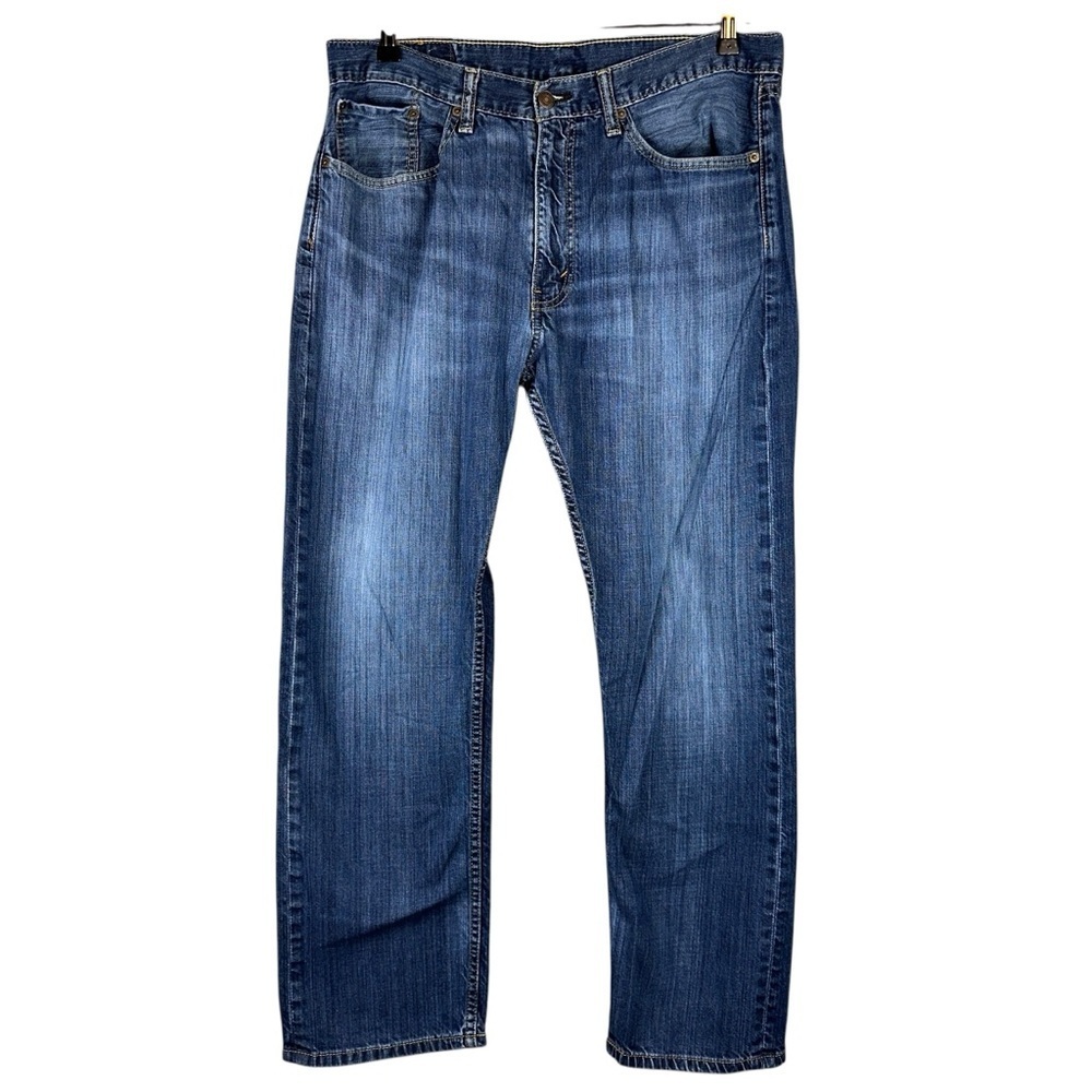 Levi's 505 Jeans Mens 36x30 Blue Distressed Regular Fit Straight Classic Denim - Picture 2 of 10